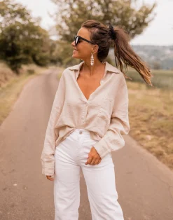 Cheap Chemise Arkie - beige en linEasy Clothes Femme Chemisiers & Blouses