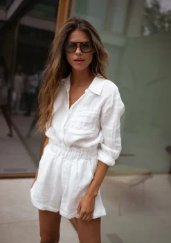 Hot Chemise Arkie - blanche en linEasy Clothes Femme Chemisiers & Blouses