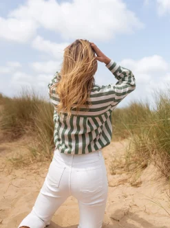 Hot Chemise Benza à lignes vertes | Chemise ample lignée | Prêt-à-porter en ligne | Easy Clothes Femme Chemisiers & Blouses