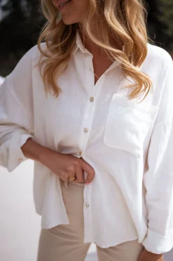 Outlet Chemise blanca - écrue en linEasy Clothes Femme Chemisiers & Blouses