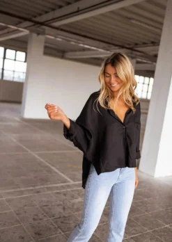 New Chemise Ines noire | Chemise satinée ample | Prêt-à-porter en ligne | Easy Clothes Femme Chemisiers & Blouses