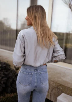 Best Chemise Jany argentée | Chemise ample satinée | Prêt-à-porter en ligne | Easy Clothes Femme Chemisiers & Blouses