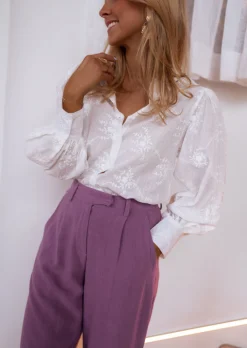 Outlet Chemise Jolane écrue brodée | Chemise brodée transparente | Prêt-à-porter en ligne | Easy Clothes Femme Chemisiers & Blouses