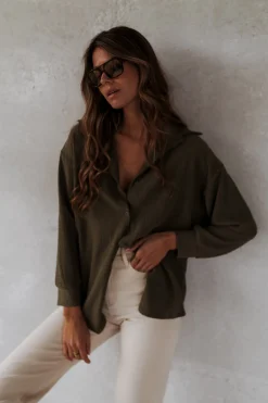 Sale Chemise Larissa - kakiEasy Clothes Femme Chemisiers & Blouses