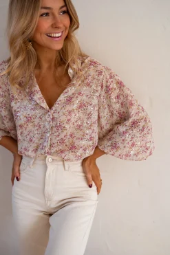 Cheap Chemise Nara - Beige & Rose - FluideEasy Clothes Femme Chemisiers & Blouses