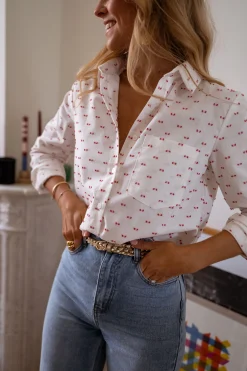 Fashion Chemise Nina - blanche à motifs rougesEasy Clothes Femme Chemisiers & Blouses