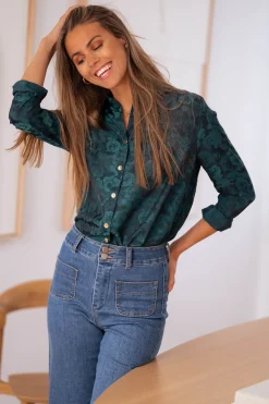 Cheap Chemise Paula - verte et bleueEasy Clothes Femme Chemisiers & Blouses