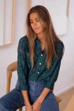 Cheap Chemise Paula - verte et bleueEasy Clothes Femme Chemisiers & Blouses