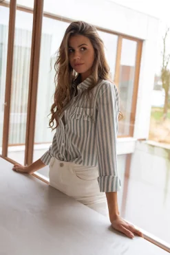 Cheap Chemise Praia - écrue à lignes vertesEasy Clothes Femme Chemisiers & Blouses