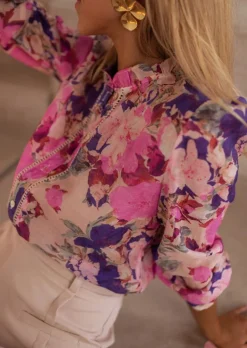 Best Chemise Rory à fleurs mauves | Chemise fleurie à épaulettes | Prêt-à-porter en ligne | Easy Clothes Femme Chemisiers & Blouses
