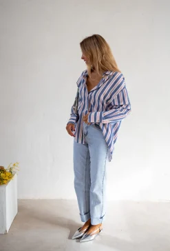 Best Sale Chemise Sally - Lignes Bleues - Loose & FluideEasy Clothes Femme Chemisiers & Blouses