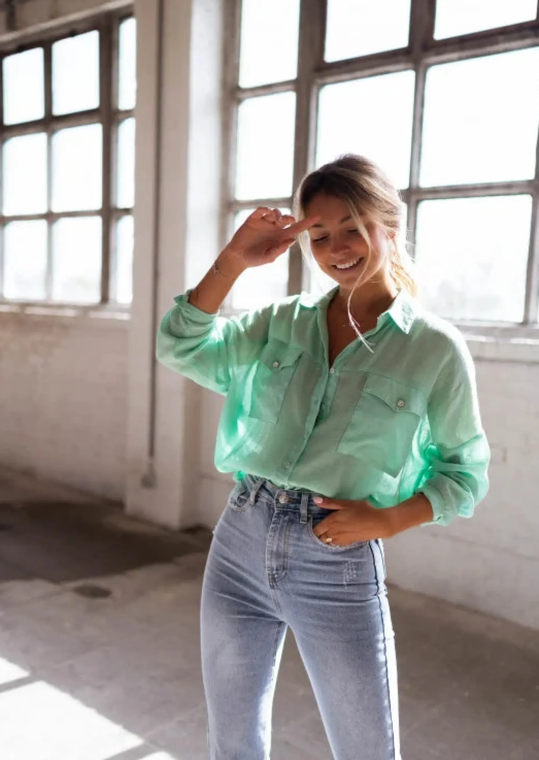 Cheap Chemise Sasou verte d’eau | Chemise transparente femme | Prêt-à-porter en ligne | Easy Clothes Femme Chemisiers & Blouses