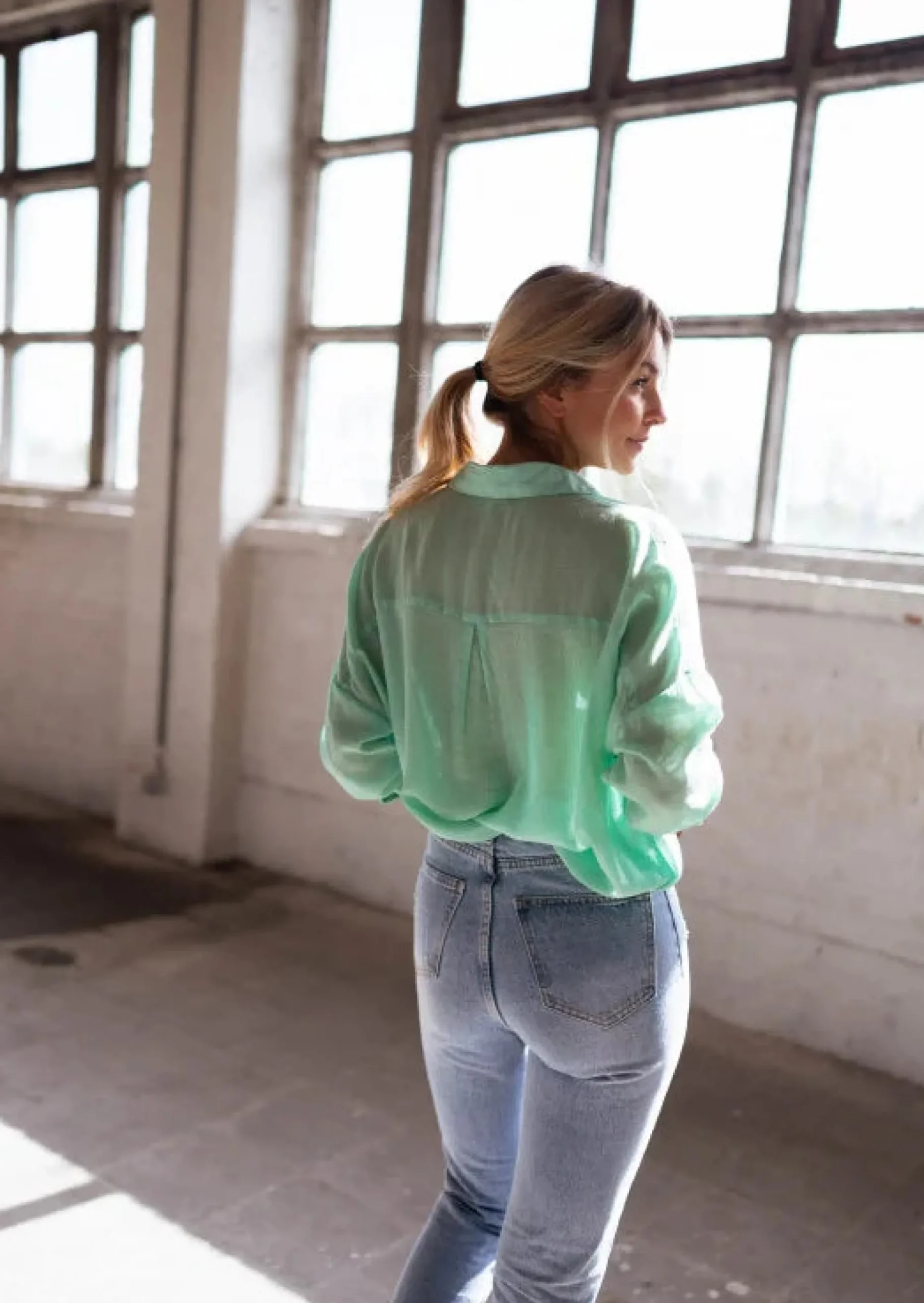 Cheap Chemise Sasou verte d’eau | Chemise transparente femme | Prêt-à-porter en ligne | Easy Clothes Femme Chemisiers & Blouses