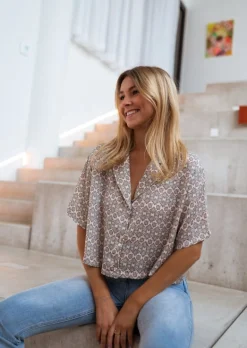 Sale Chemise Tia verte à motifs | Chemise crop oversized | Prêt-à-porter en ligne | Easy Clothes Femme Chemisiers & Blouses
