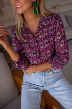 Discount Chemise Timothy - mauve à motifsEasy Clothes Femme Chemisiers & Blouses