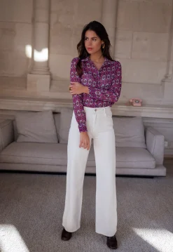 Discount Chemise Timothy - mauve à motifsEasy Clothes Femme Chemisiers & Blouses