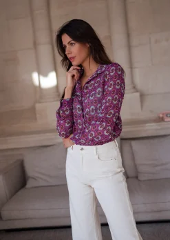 Discount Chemise Timothy - mauve à motifsEasy Clothes Femme Chemisiers & Blouses
