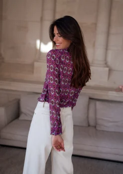 Discount Chemise Timothy - mauve à motifsEasy Clothes Femme Chemisiers & Blouses