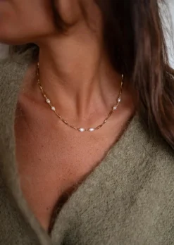 Fashion Collier Kygo Doré - Acier Inoxydable - Perles BlanchesEasy Clothes Colliers