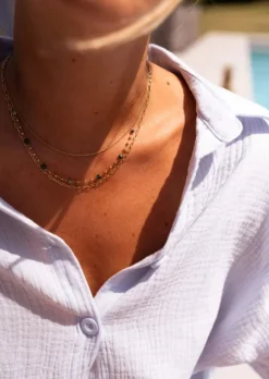 Store Collier Laza doré et vert | Collier multi-rangs | Prêt-à-porter en ligne | Easy Clothes Colliers