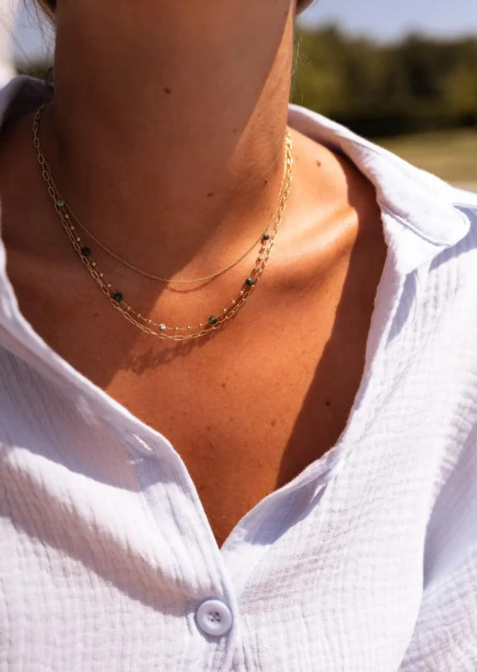 Store Collier Laza doré et vert | Collier multi-rangs | Prêt-à-porter en ligne | Easy Clothes Colliers