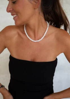 Cheap Collier Perla - Perles Ocres - Ajustable - Acier InoxydableEasy Clothes Colliers