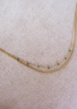 Shop Collier Pruda doré et vert | Collier double-rangs | Prêt-à-porter en ligne | Easy Clothes Colliers