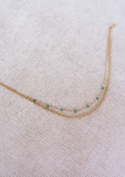Shop Collier Pruda doré et vert | Collier double-rangs | Prêt-à-porter en ligne | Easy Clothes Colliers