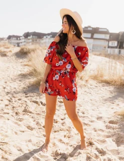 Shop Combinaison Astrid - rouge à motifsEasy Clothes Femme Combinaisons