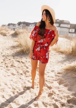 Shop Combinaison Astrid - rouge à motifsEasy Clothes Femme Combinaisons