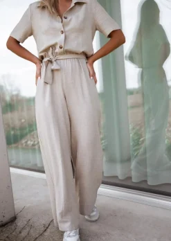 Shop Combinaison Deby beige | Combinaison beige fluide | Prêt-à-porter en ligne | Easy Clothes Femme Combinaisons
