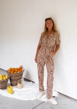 Discount Combinaison Gabina zébrée brune et beige | Combinaison à motifs | Prêt-à-porter en ligne | Easy Clothes Femme Combinaisons