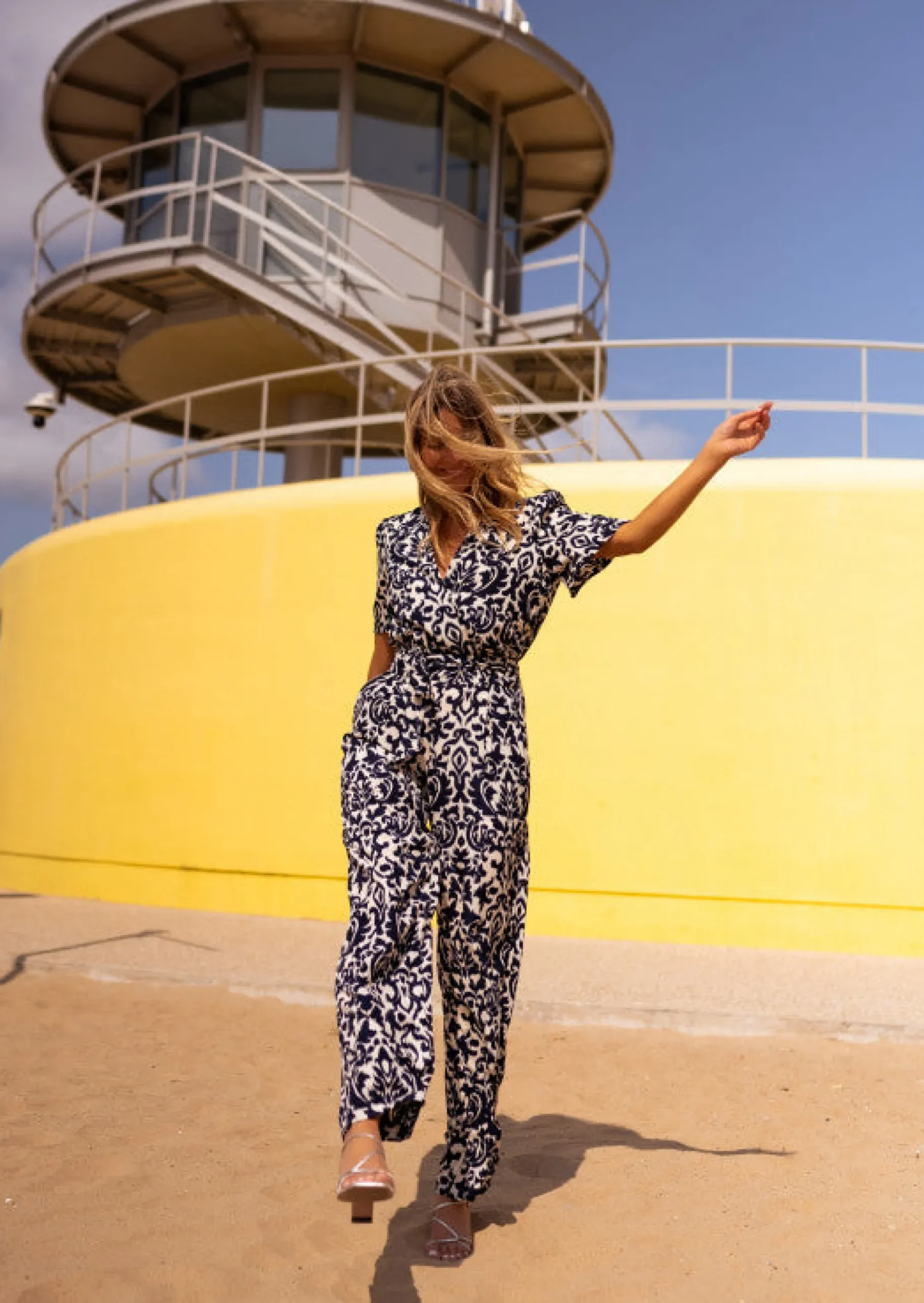 Best Sale Combinaison Léa écrue et bleue | Combinaison manches courtes | Prêt-à-porter en ligne | Easy Clothes Femme Combinaisons