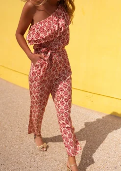 Fashion Combinaison Lara à motifs rouge | Combinaison à volants | Prêt-à-porter en ligne | Easy Clothes Femme Combinaisons