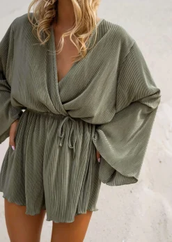 Best Sale Combinaison Short - Camille - Kaki - Fluide - Made In ItalyEasy Clothes Femme Combinaisons