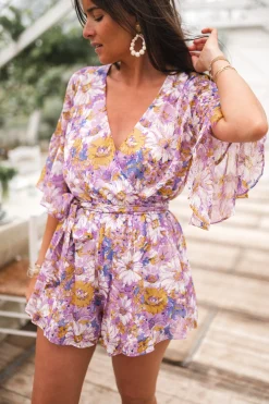 Discount Combi-short Cybelle - lilas à fleursEasy Clothes Femme Combinaisons