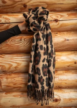 Fashion Echarpe Malika - Leopard Camel - Avec FrangesEasy Clothes Echarpes & Foulards