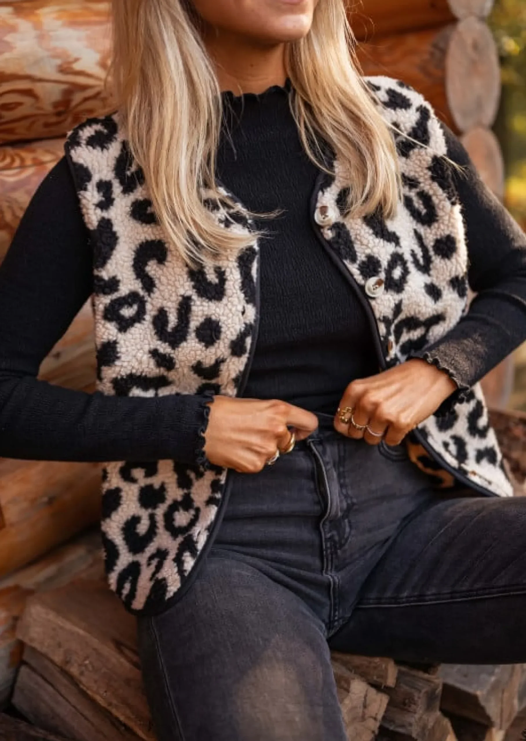 Store Gilet Abby - Motifs Leopard - Sans MancheEasy Clothes Femme Pulls & Gilets