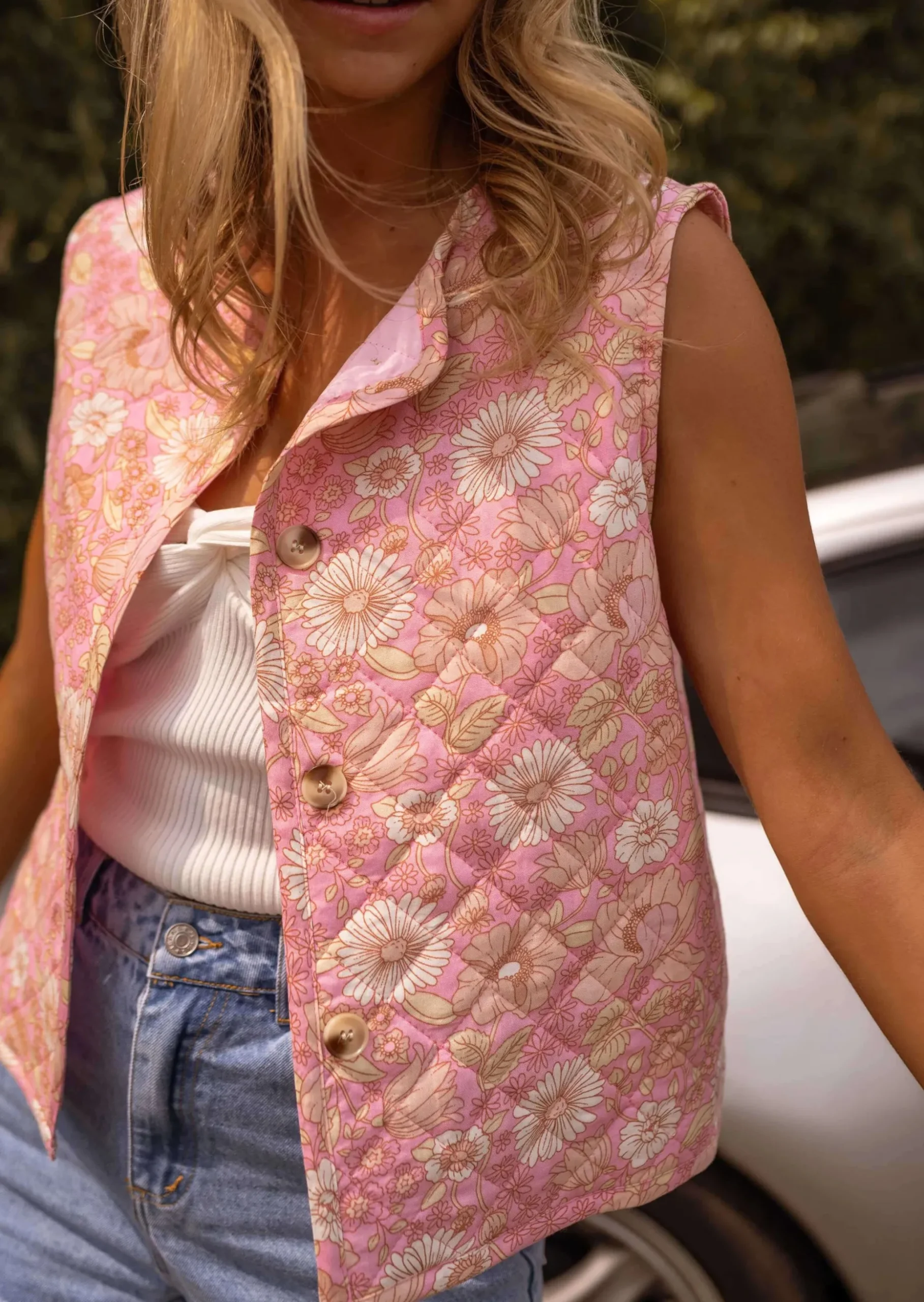 Cheap Gilet Benips - Sans Manche - Rose à Fleurs - Matière DouceEasy Clothes Femme Pulls & Gilets