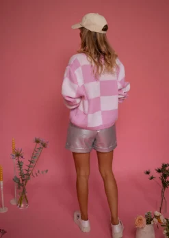 Online Gilet Damier Aaron | Rose & Écru | Vêtements FemmeEasy Clothes Femme Pulls & Gilets