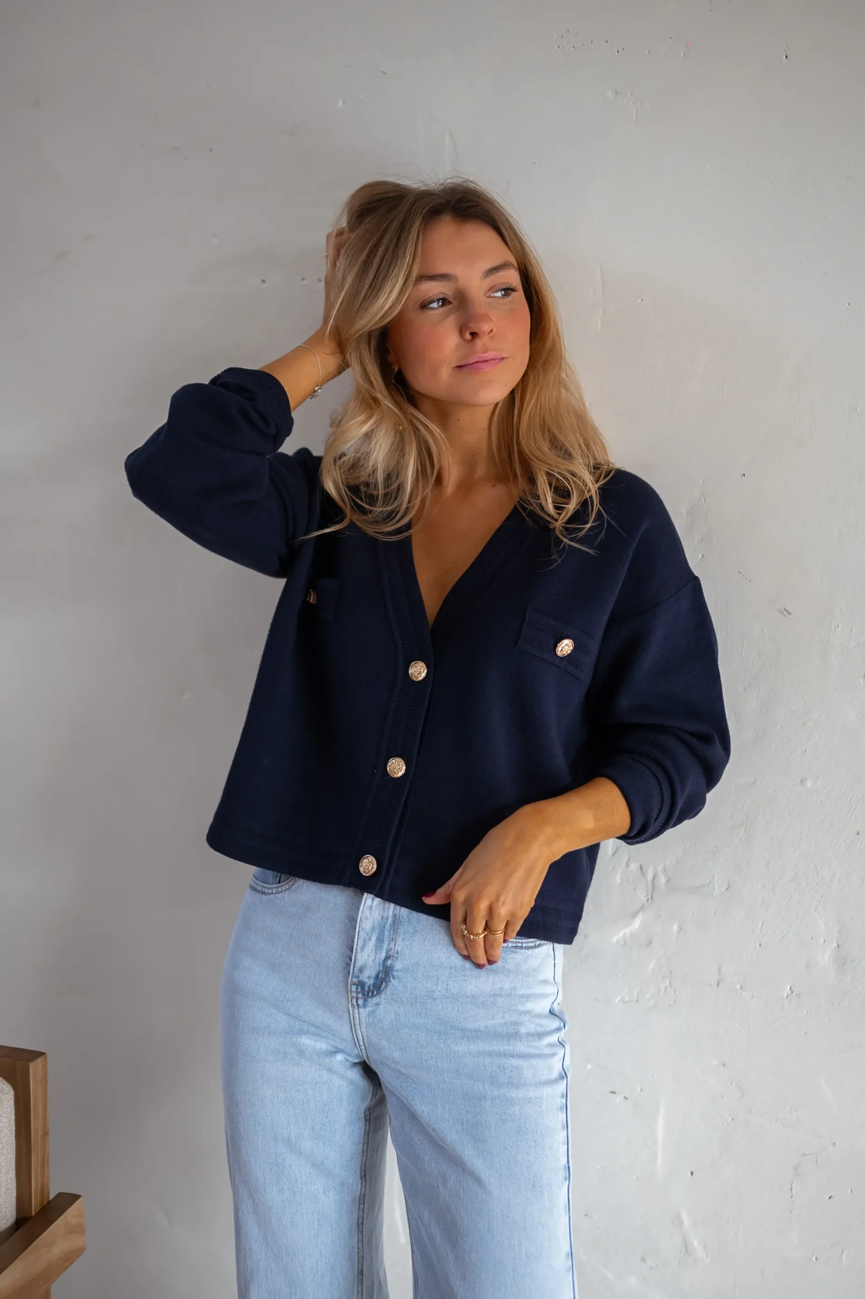 Best Sale Gilet Dara - Bleu - Boutons DorésEasy Clothes Femme Pulls & Gilets