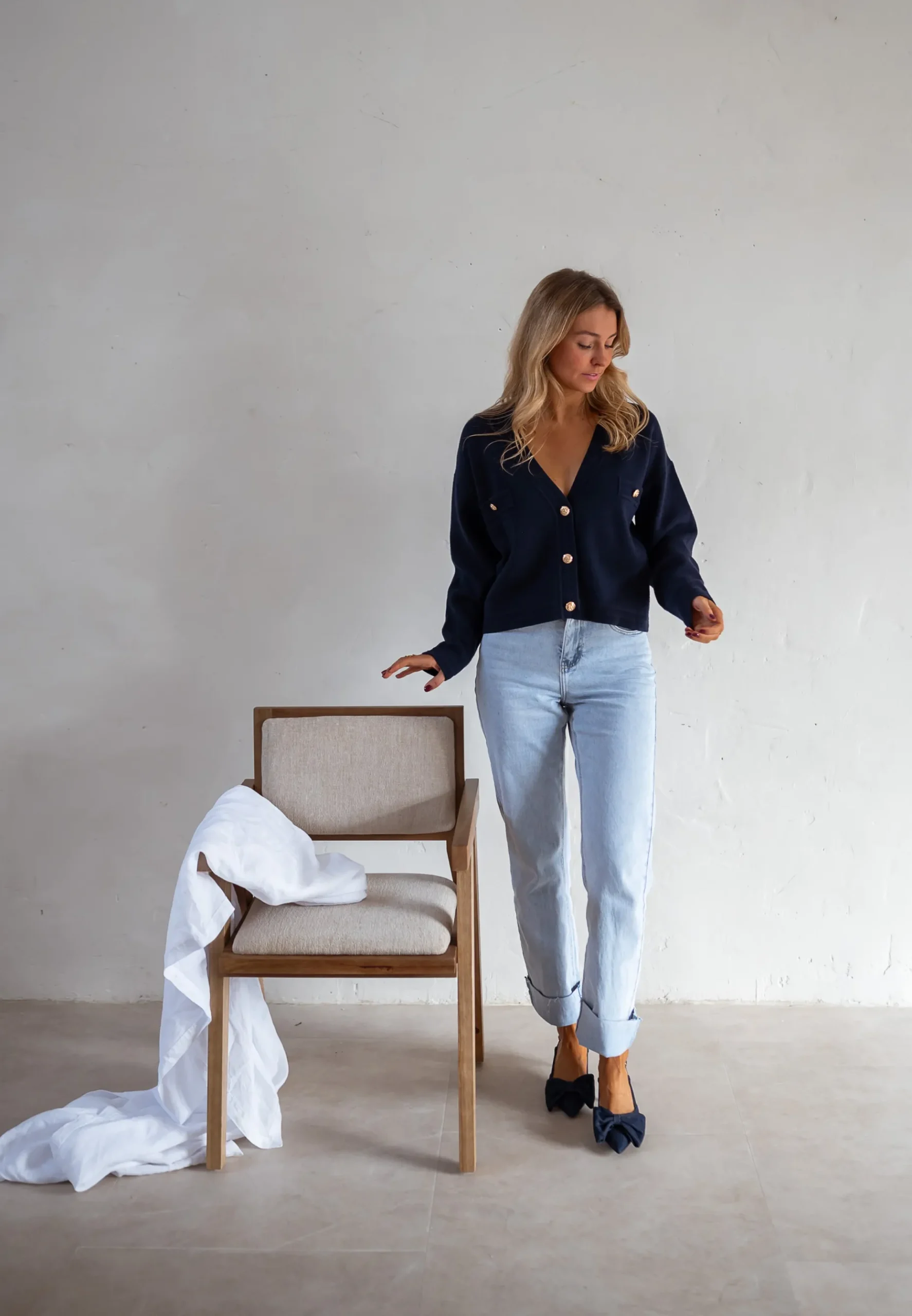 Best Sale Gilet Dara - Bleu - Boutons DorésEasy Clothes Femme Pulls & Gilets