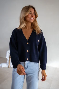 Best Sale Gilet Dara - Bleu - Boutons DorésEasy Clothes Femme Pulls & Gilets