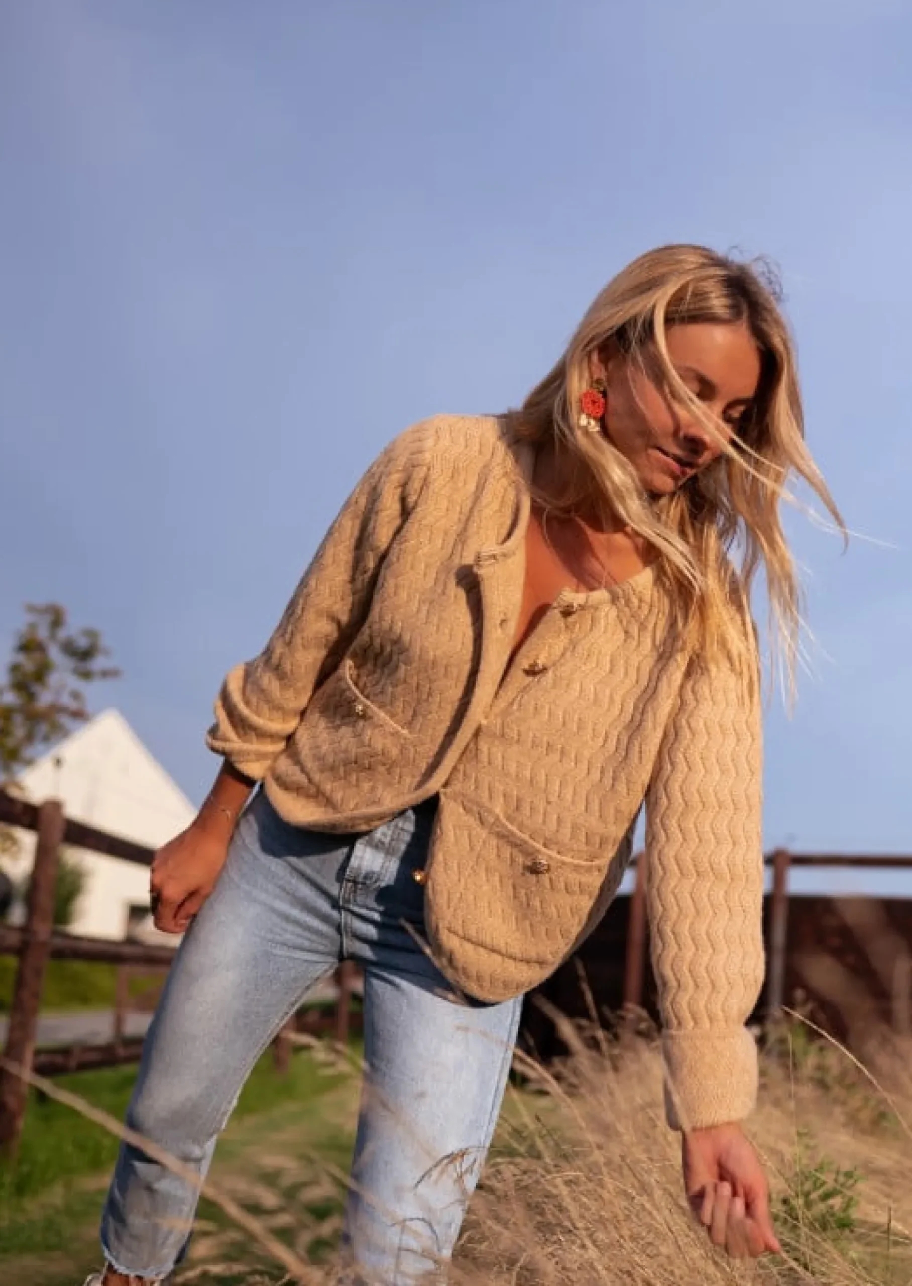 Clearance Gilet Elsa Camel - Longues Manches - Doux - Easy Clothes Femme Pulls & Gilets