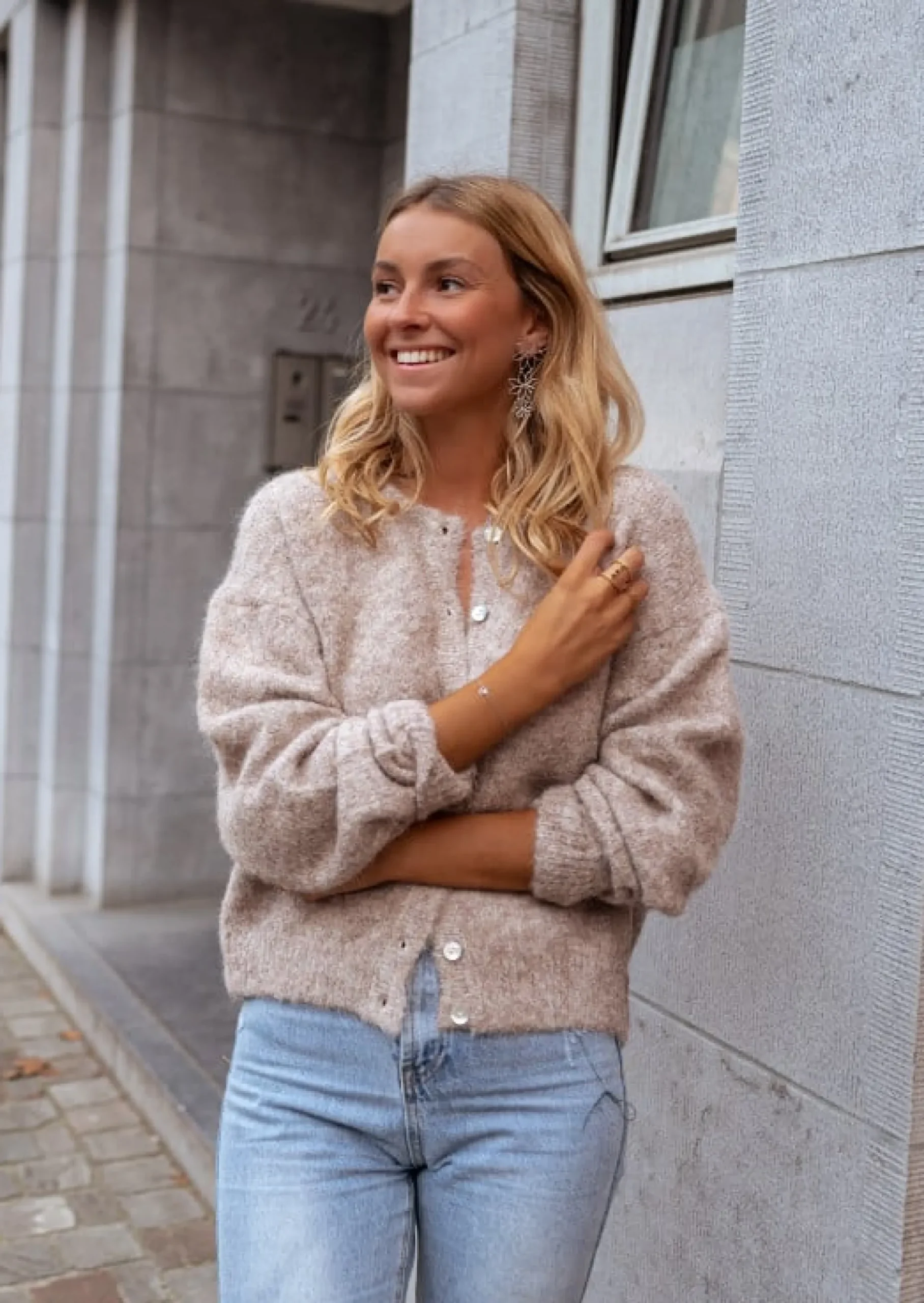 Store Gilet Harris Beige - Doux - Légèrement LooseEasy Clothes Femme Pulls & Gilets