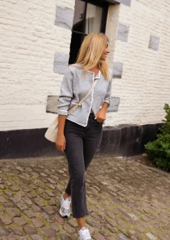 Best Sale Gilet Milan Gris Clair - Boutons Dorés - DouxEasy Clothes Femme Pulls & Gilets