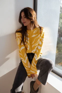 Outlet Gilet Pacôme - écru et jauneEasy Clothes Femme Pulls & Gilets