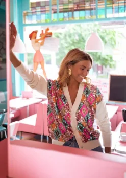 Cheap Gilet Vito - Paillettes Multicolores - Couleur ÉcrueEasy Clothes Femme Pulls & Gilets