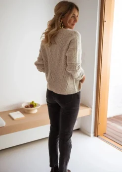 Hot Gilet Xavier - Beige - Boutons Dorés - Col VEasy Clothes Femme Pulls & Gilets