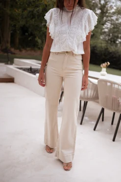 Hot Jeans Eugenie - beigeEasy Clothes Femme Jeans